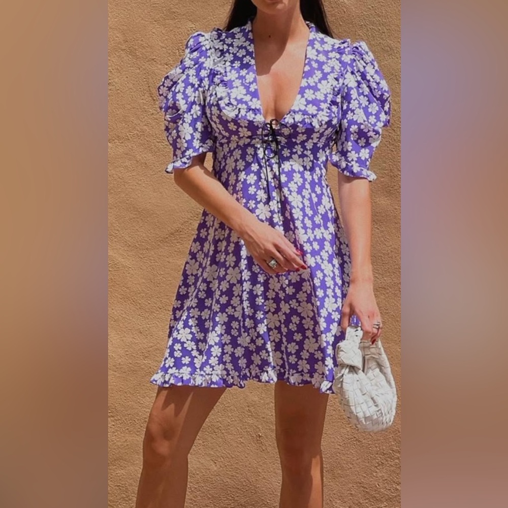 Miu Miu silk Purple Floral Mini Dress